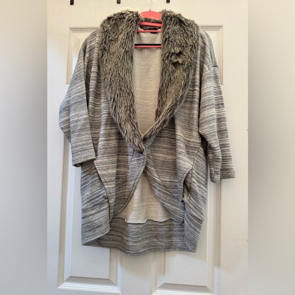 Armani cardigan cover up with fur medium